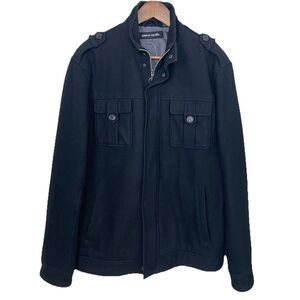 PIERRE CARDIN Mens‎ Wool Blend Pea Coat Full Zip Lined Pockets Y2K Size Medium